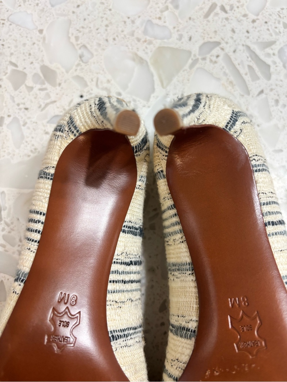 Tory Burch Beige Striped Raffia Pointed-Toe Flats - Picture 10 of 12